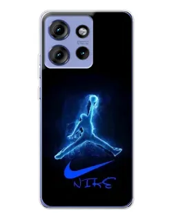 Чехол для Motorola Edge 50 с картинкой «Jordan Neon Blue»