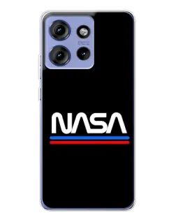 Чехол для Motorola Edge 50 с картинкой «NASA — классика Red Blue» Чехол для Motorola Edge 50 с картинкой «NASA — классика Red Blue»