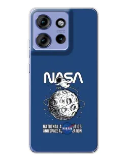 Чехол для Motorola Edge 50 с картинкой «NASA — лунная миссия»