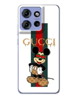 Чехол для Motorola Edge 50 с картинкой «Микки Маус Gucci — полосы»