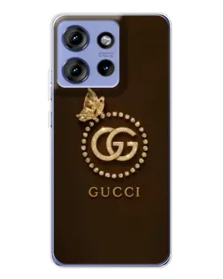 Чехол для Motorola Edge 50 с картинкой «Gucci — золотая бабочка»