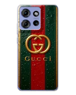 Чохол для Motorola Edge 50 з картинкою «Gucci — фірмова смуга та золото» Чохол для Motorola Edge 50 з картинкою «Gucci — фірмова смуга та золото»