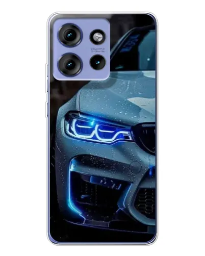Чехол для Motorola Edge 50 с картинкой «Взгляд BMW с синими фарами» Чехол для Motorola Edge 50 с картинкой «Взгляд BMW с синими фарами»
