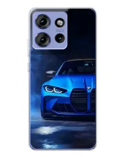Чехол для Motorola Edge 50 с картинкой «Голубая BMW M4»