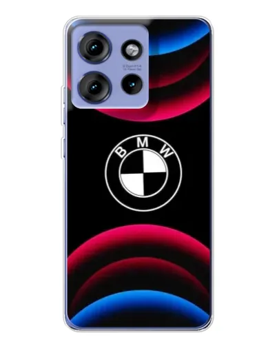 Чехол для Motorola Edge 50 с картинкой «Логотип BMW и неоновые дуги» Чехол для Motorola Edge 50 с картинкой «Логотип BMW и неоновые дуги»