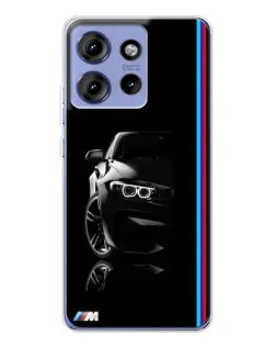 Чехол для Motorola Edge 50 с картинкой «Силуэт BMW в темноте»