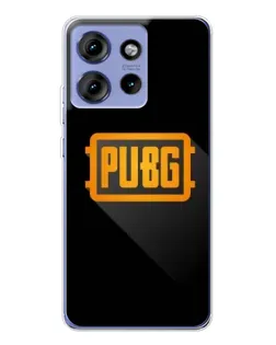 Чехол для Motorola Edge 50 с картинкой «PUBG — рамка лого»