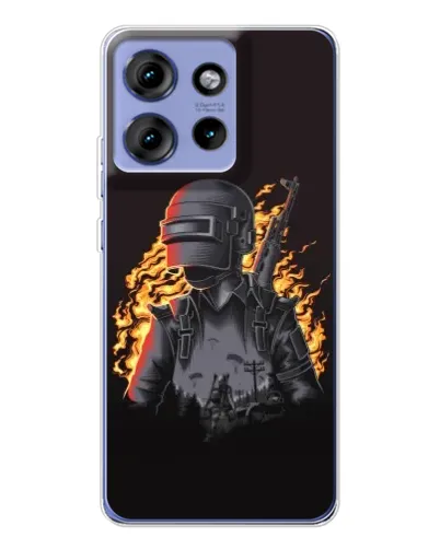 Чехол для Motorola Edge 50 с картинкой «PUBG — огненный силуэт»