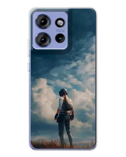 Чехол для Motorola Edge 50 с картинкой «Герой PUBG на скале»