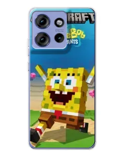 Чохол для Motorola Edge 50 з картинкою «Губка Боб Minecraft»