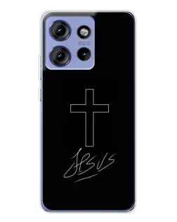 Чохол для Motorola Edge 50 з картинкою «Графічний хрест Jesus»