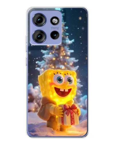 Чехол для Motorola Edge 50 с картинкой «Рождественский Спанч Боб»