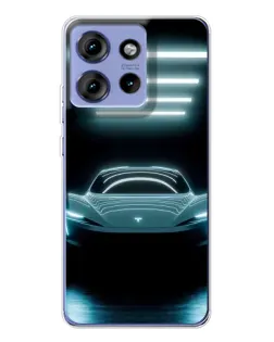 Чехол для Motorola Edge 50 с картинкой «Tesla в неоне»