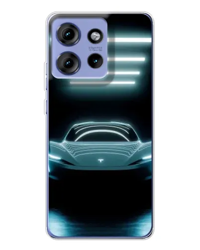 Чехол для Motorola Edge 50 с картинкой «Tesla в неоне»