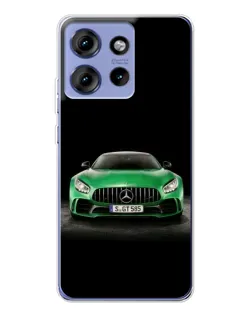 Чехол для Motorola Edge 50 с картинкой «Mercedes — неоновый лого»