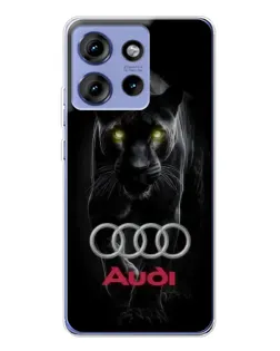 Чехол для Motorola Edge 50 с картинкой «Пантера и Audi»