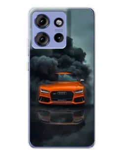 Чехол для Motorola Edge 50 с картинкой «Audi в облаках дыма»