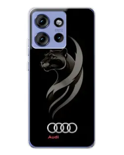 Чехол для Motorola Edge 50 с картинкой «Графика — пантера и Audi»