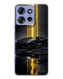 Чехол для Motorola Edge 50 с картинкой «Ночной Lamborghini драйв»