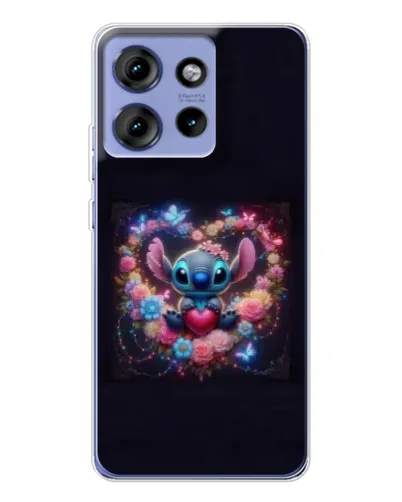 Чохол для Motorola Edge 50 з картинкою «Stitch у квітах»