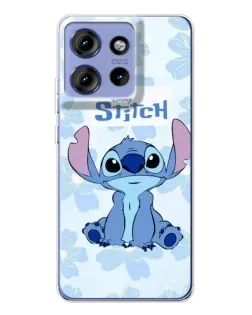 Чехол для Motorola Edge 50 с картинкой «Stitch среди цветов»