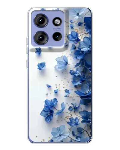 Чехол для Motorola Edge 50 с картинкой «Голубой цветочный каскад»