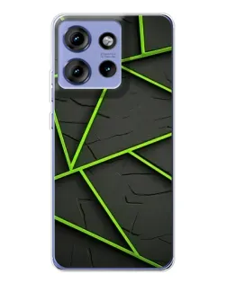 Чехол для Motorola Edge 50 с картинкой «Зеленые геометрические линии»