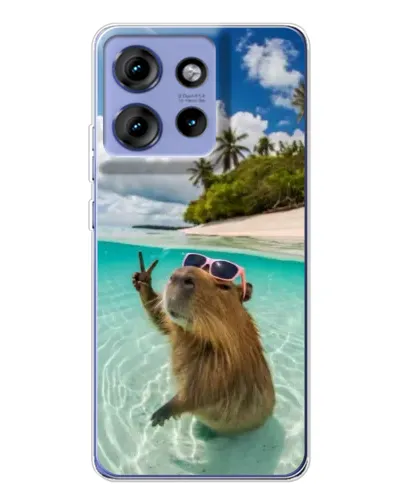 Чехол для Motorola Edge 50 с картинкой «Капибара на море»