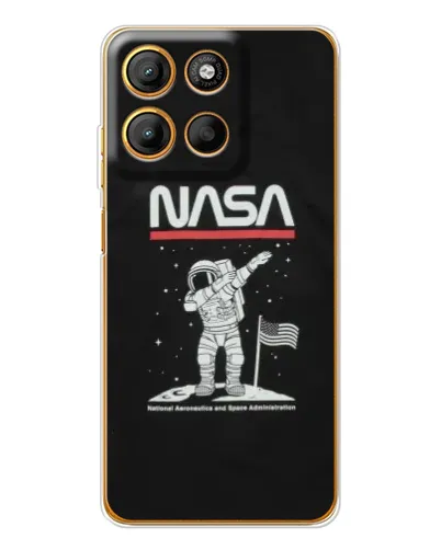 Чохол для Motorola Edge 60 Fusion з картинкою «NASA — крокуємо по Місяцю»