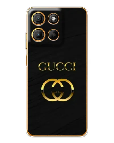 Чехол для Motorola Edge 60 Fusion с картинкой «Золотой логотип Gucci»