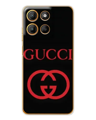 Чехол для Motorola Edge 60 Fusion с картинкой «Gucci — красный логотип»