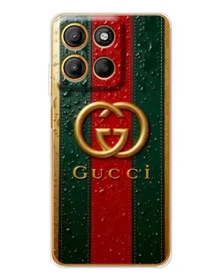 Чехол для Motorola Edge 60 Fusion с картинкой «Gucci — фирменная полоса и золото»