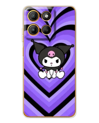 Чехол для Motorola Edge 60 Fusion с картинкой «Kuromi и фиолетовые сердца»