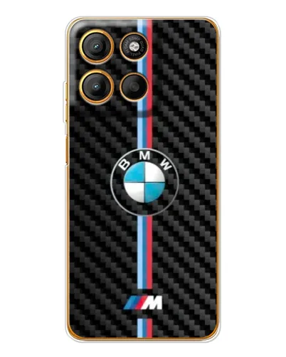 Чехол для Motorola Edge 60 Fusion с картинкой «Эмблема BMW и карбон»