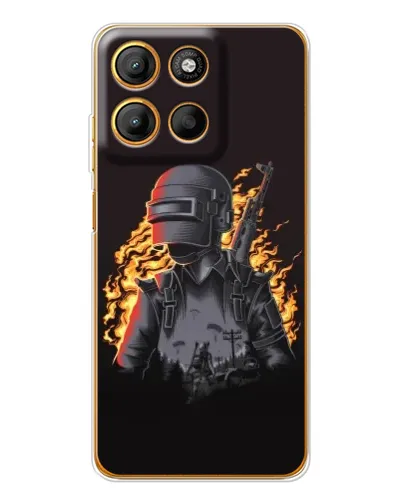 Чехол для Motorola Edge 60 Fusion с картинкой «PUBG — огненный силуэт»