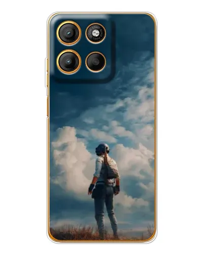 Чехол для Motorola Edge 60 Fusion с картинкой «Герой PUBG на скале»