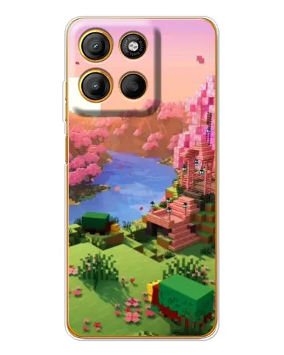 Чехол для Motorola Edge 60 Fusion с картинкой «Розовое дерево Minecraft»