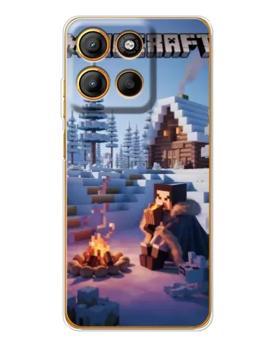 Чехол для Motorola Edge 60 Fusion с картинкой «Зимний Minecraft»