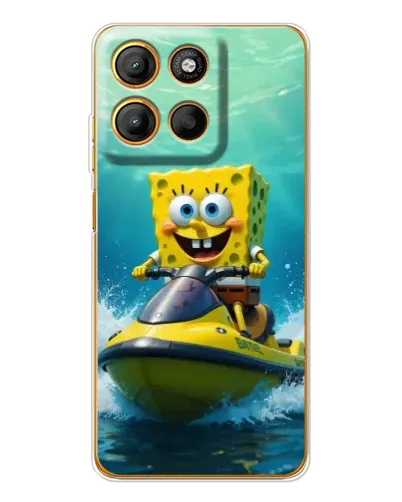 Чехол для Motorola Edge 60 Fusion с картинкой «Спанч Боб на гидроцикле»