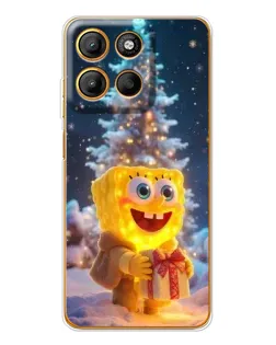 Чехол для Motorola Edge 60 Fusion с картинкой «Рождественский Спанч Боб»