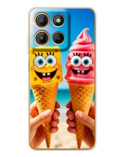 Чехол для Motorola Edge 60 Fusion с картинкой «Спанч Боб мороженое»