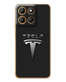Чохол для Motorola Edge 60 Fusion з картинкою «Сталевий логотип Tesla»
