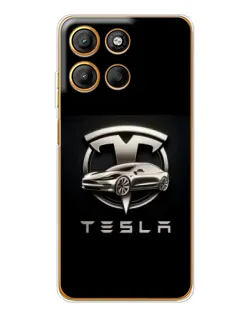 Чохол для Motorola Edge 60 Fusion з картинкою «Tesla — срібне авто»