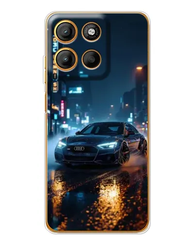 Чехол для Motorola Edge 60 Fusion с картинкой «Ночной город и Audi»