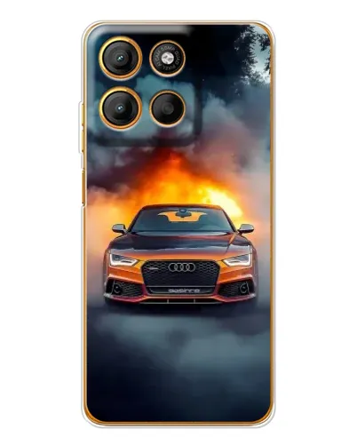 Чехол для Motorola Edge 60 Fusion с картинкой «Audi в огненном дыму»