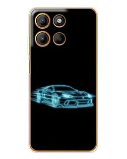 Чехол для Motorola Edge 60 Fusion с картинкой «Неоновый контур Lamborghini»