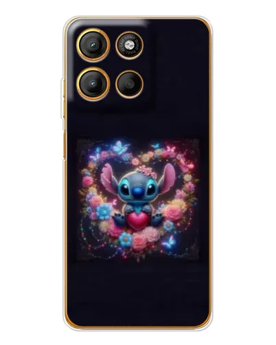 Чехол для Motorola Edge 60 Fusion с картинкой «Stitch в цветах»