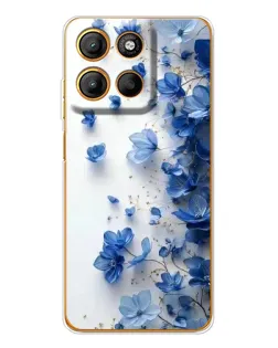 Чехол для Motorola Edge 60 Fusion с картинкой «Голубой цветочный каскад»