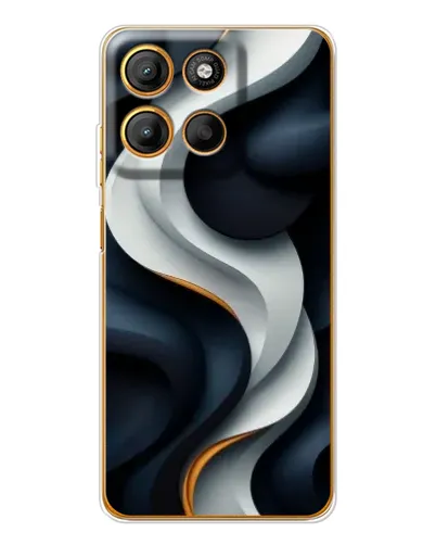 Чехол для Motorola Edge 60 Fusion с картинкой «Объемные черно-белые ленты» Чехол для Motorola Edge 60 Fusion с картинкой «Объемные черно-белые ленты»