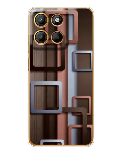 Чехол для Motorola Edge 60 Fusion с картинкой «Коричневые объемные квадраты» Чехол для Motorola Edge 60 Fusion с картинкой «Коричневые объемные квадраты»